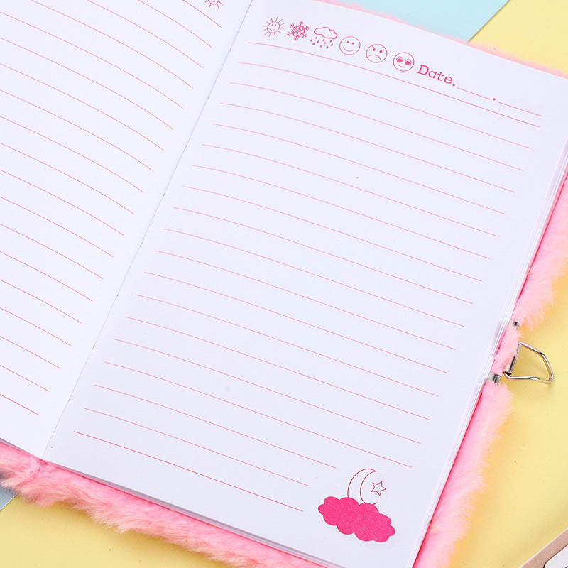 Wholesale 10pcs Love Sequin Plush Creative Notebook with Lock